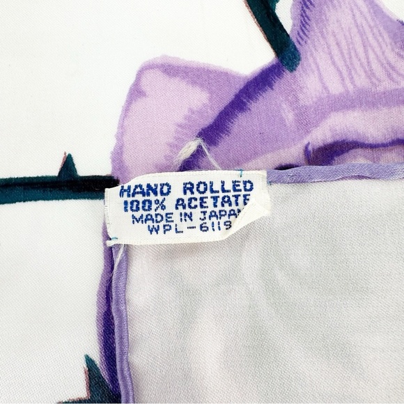 Vintage Purple Rose Hand~Rolled Japan Scarf - Picture 3 of 6